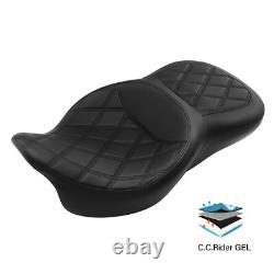 Black Gel Driver Passenger Seat Fit For Harley Touring Street Glide 2009-2023