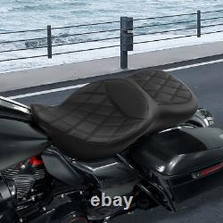 Black Gel Driver Passenger Seat Fit For Harley Touring Street Glide 2009-2023