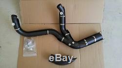 Black High Output 2 into 1 Exhaust Pipe Header Harley Touring Bagger 2007-2016