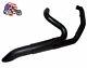 Black High Output Adjustable 2 Into 1 Exhaust Pipe Header Harley Touring Bagger