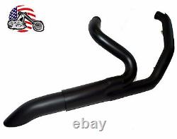 Black High Output Adjustable 2 into 1 Exhaust Pipe Header Harley Touring Bagger