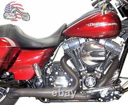 Black High Output Adjustable 2 into 1 Exhaust Pipe Header Harley Touring Bagger