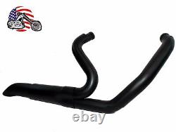 Black High Output Adjustable 2 into 1 Exhaust Pipe Header Harley Touring Bagger