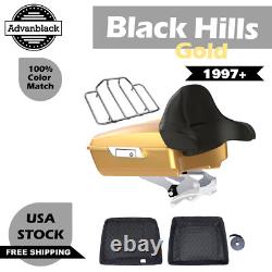 Black Hills Gold Chopped Tour Pack Wrap-Around Backrest F/ 1997-2020 Harley