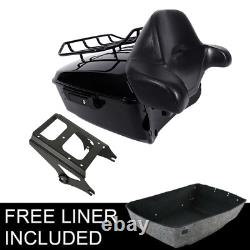 Black King Pack Trunk Backrest + Mount Fit For Harley Tour Pak Road Glide 09-13