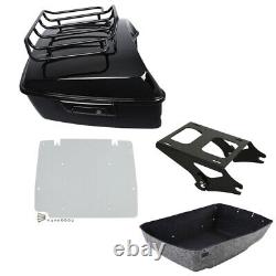 Black King Pack Trunk Luggage Rack Plate Mount Fit For Harley Tour Pak 2014-2022
