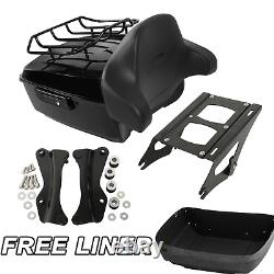 Black King Pack Trunk Pad Mount Rack Docking Hardware For Harley Touring 2014-Up