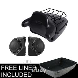Black King Pack Trunk Pad Rack Speakers Fit For Harley Tour Pak Touring 14-22 21