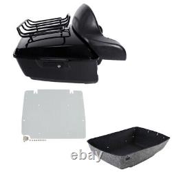 Black King Pack Trunk Rack Backrest Plate Fit For Harley Tour Pak Touring 14-22