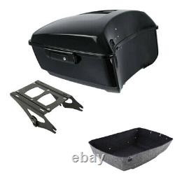 Black King Pack Trunk Two Up Mount Rack Fit For Harley Tour Pak Touring 2014-22