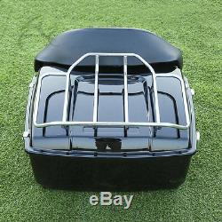 Black King Tour Pak Pack Trunk With Luggage Rack For Harley Road King Glide 97-13
