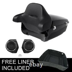 Black King Tour Trunk Backrest Speakers Fit For Harley Touring Road Glide 14-22