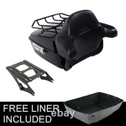 Black King Trunk Backrest 2 Up Rack Fit For Harley Tour Pak Road Glide 2014-2022