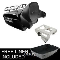 Black King Trunk Backrest Rack Solo Mount Fit For Harley Tour Pak Touring 14-22