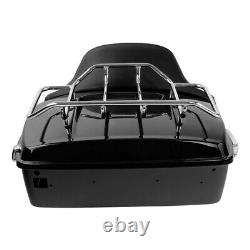 Black King Trunk Backrest Rack Solo Mount Fit For Harley Tour Pak Touring 14-22