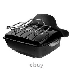 Black King Trunk Backrest Rack Speakers Fit For Harley Tour-Pak Road Glide 14-22