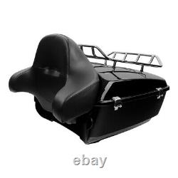 Black King Trunk Backrest Rack Speakers Fit For Harley Tour-Pak Road Glide 14-22