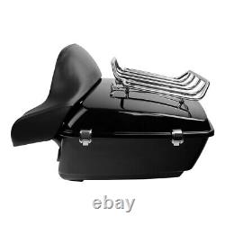 Black King Trunk Backrest Rack Speakers Fit For Harley Tour-Pak Road Glide 14-22