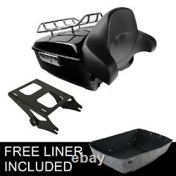 Black King Trunk Backrest Rail Mount Fit For Harley Touring Tour Pak 2014-2022