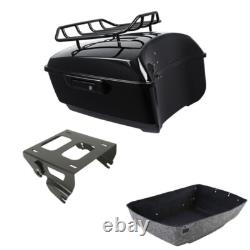 Black King Trunk Luggage Rack Solo Mount Fit For Harley Touring Touring 14-25