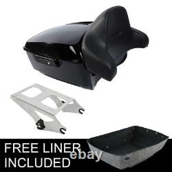 Black King Trunk Pad Mount Rack Fit For Harley Tour Pak Touring Glide 2014-2022