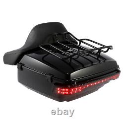 Black King Trunk Pad Rack LED Tail Lamp Fit For Harley Road Glide 14-23 Tour Pak