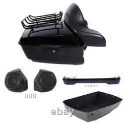 Black King Trunk Pad Rack Light Speaker Fit For Harley Tour Pak Touring 14-2025