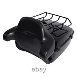 Black King Trunk Pad Rack Light Speaker Fit For Harley Tour Pak Touring 14-2025