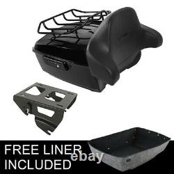 Black King Trunk Pad Top Rail Solo Mount Rack Fit For Harley Street Glide 14-22