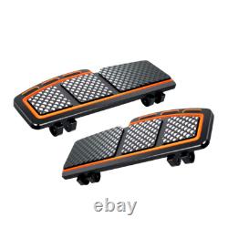 Black Orange Diamond Cut Rider Floorboards For Harley Touring Electra Glide FLHT