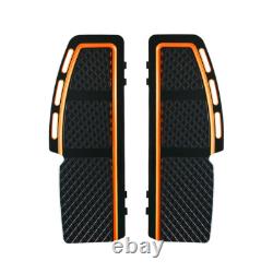 Black Orange Diamond Cut Rider Floorboards For Harley Touring Electra Glide FLHT
