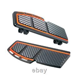 Black Orange Diamond Cut Rider Floorboards For Harley Touring Electra Glide FLHT