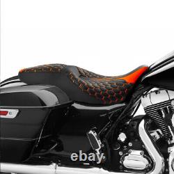 Black Orange Driver Passenger Seat Fit For Harley Touring Street Glide 2009-2023