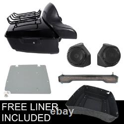 Black Pack Trunk Rack With Speaker Light Fit For Harley Tour Pak Road Glide 14-23