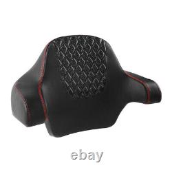 Black Passenger Backrest Pad Wrap-around Fit For Harley Tour Pak Touring 14-23