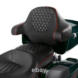 Black Passenger Backrest Pad Wrap-around Fit For Harley Tour Pak Touring 14-23