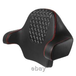 Black Passenger Backrest Pad Wrap-around Fit For Harley Tour Pak Touring 14-23