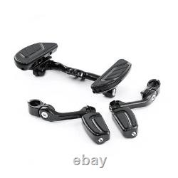 Black Passenger Footboard Footrest Long Footpegs Mount For Harley Touring 93-24