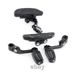 Black Passenger Footboard Footrest Long Footpegs Mount For Harley Touring 93-24