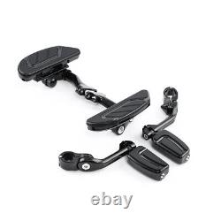 Black Passenger Footboard Footrest Long Footpegs Mount For Harley Touring 93-24