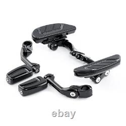 Black Passenger Footboard Footrest Long Footpegs Mount For Harley Touring 93-24