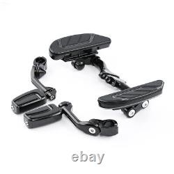 Black Passenger Footboard Footrest Long Footpegs Mount For Harley Touring 93-24