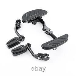 Black Passenger Footboard Footrest Long Footpegs Mount For Harley Touring 93-24