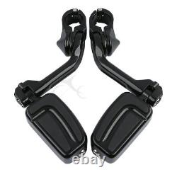 Black Passenger Footboard Footrest Long Footpegs Mount For Harley Touring 93-24