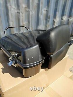 Black Pearl Razor Tour Pak with Chopped Backrest for Harley Touring 97-08