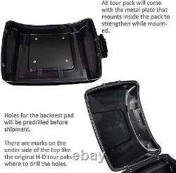 Black Quartz Razor Tour Pack Pak Trunk Fits 97+ Harley Touring FLHR FLHXS FLTRX