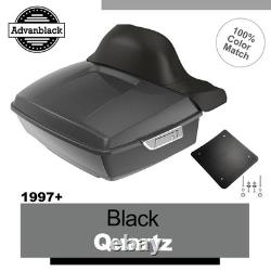 Black Quartz Rushmore King Tour Trunk Pack Pad Fits 97+ Harley Touring/Softail