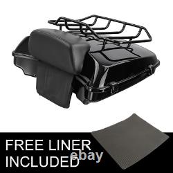 Black Razor Pack Trunk Pad Luggage Rack Fit For Harley Tour Pak Road King 14-21