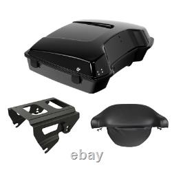 Black Razor Pack Trunk Pad Solo Mount Fit For Harley Tour Pak Touring 2009-2013