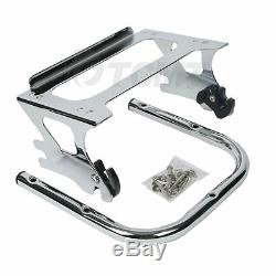 Black Razor Tour Pak Pack Trunk +Two-up Detachable Rack For Harley Touring 97-08